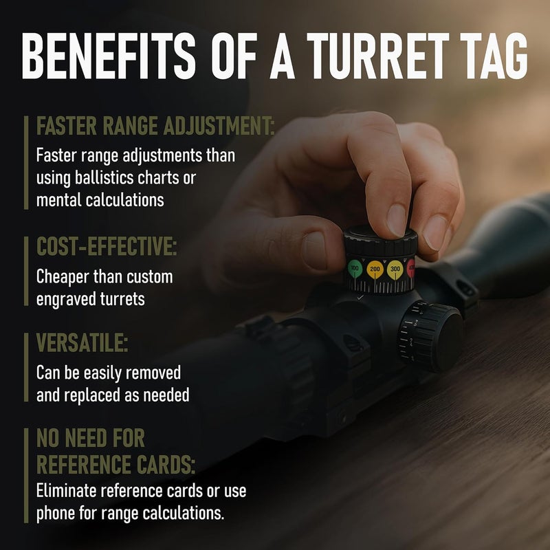 ValuePlus 20 Rifle Scope Turret Sticker Sheets- Scope Dope Stickers for Long Range Shooting and Hunting -Use with Dope Card, Raging/Range Card, or DOPE Book - Turret Tags Fit Most Scope Caps - Image 5